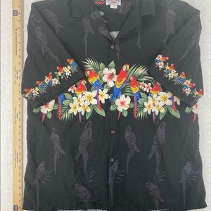 Pacific Legend Hawaiian Men’s Short Sleeve Shirt Parrot Black Size 3XL.